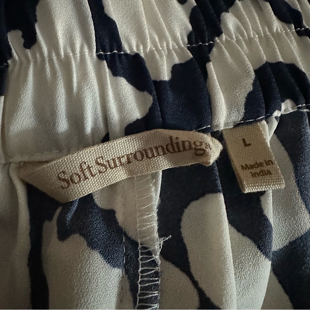 Soft Surroundings Navy and White Wide Leg Pants - Picture 6 of 7